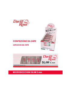 David Ross Microbocchini Slim 5 mm - Confezione da 24 Astucci da 10 Pezzi (240 Filtri Riduttori Catrame e Nicotina)