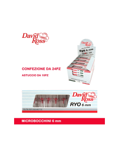 David Ross Microbocchini Ryo 6 mm - Confezione Box Espositore Filtri Riduttori Catrame e Nicotina