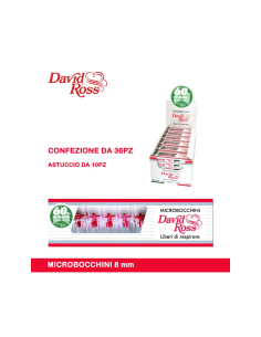 David Ross Microbocchini 8 mm Regolari - Confezione Box Espositore Filtri Riduttori Catrame e Nicotina
